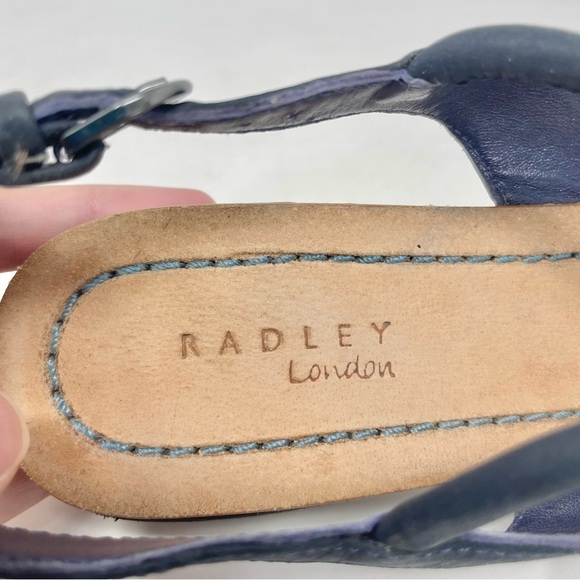 Radley London Navy Braided Leather Tube Strap Mini Wedge Sandals Size 41 - Picture 8 of 10